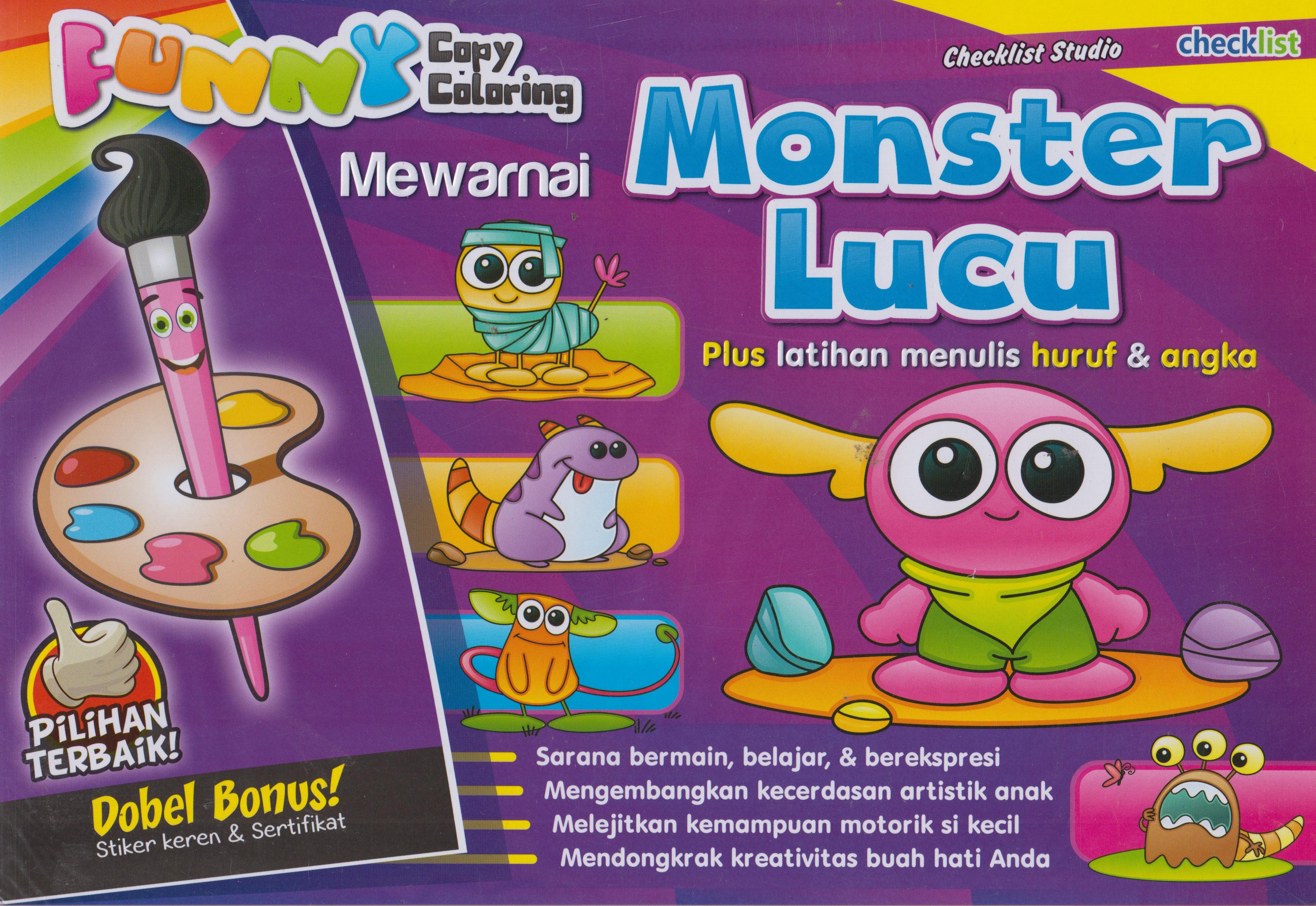 Buku Mewarnai Monster Lucu Checklist Studio Mizanstore